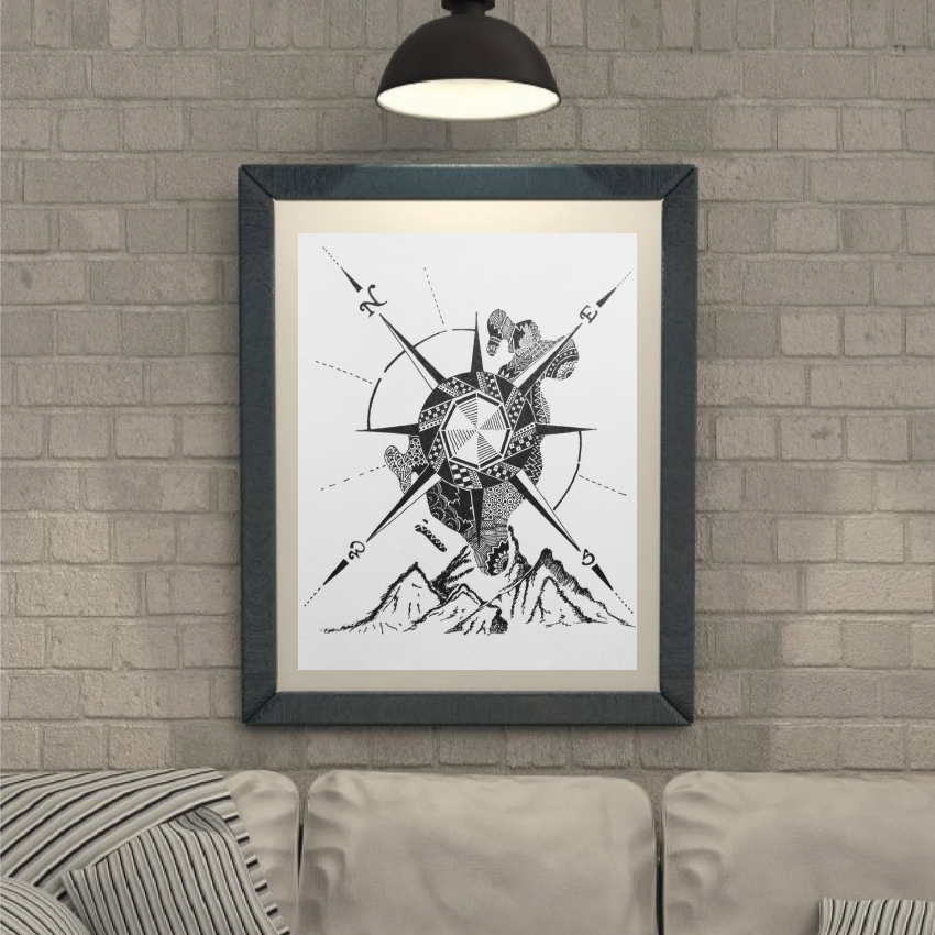 Original Hand Drawn "Around the world" - Highly detailed, A4 Size