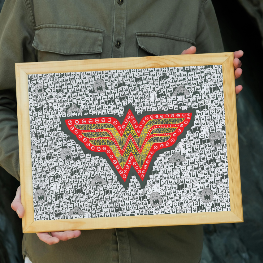 Hand Drawn Wonder Women Comic Art Limited Edition Prints, A4 size