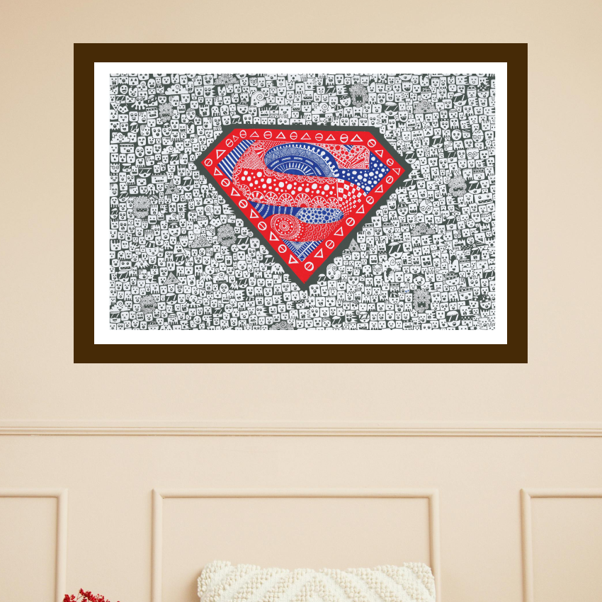 Hand Drawn Super Man Comic Art Limited Edition Prints, A4 size