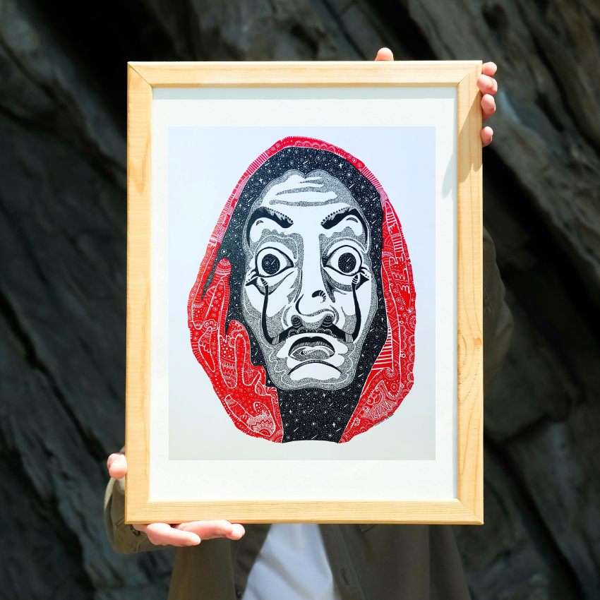 Original Hand Drawn "Dali masks" - Highly Detailed, A3 size