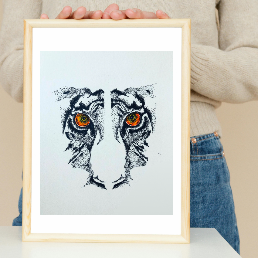 Original Hand Drawn "Tiger Eye" - Highly detailed, A4 Size