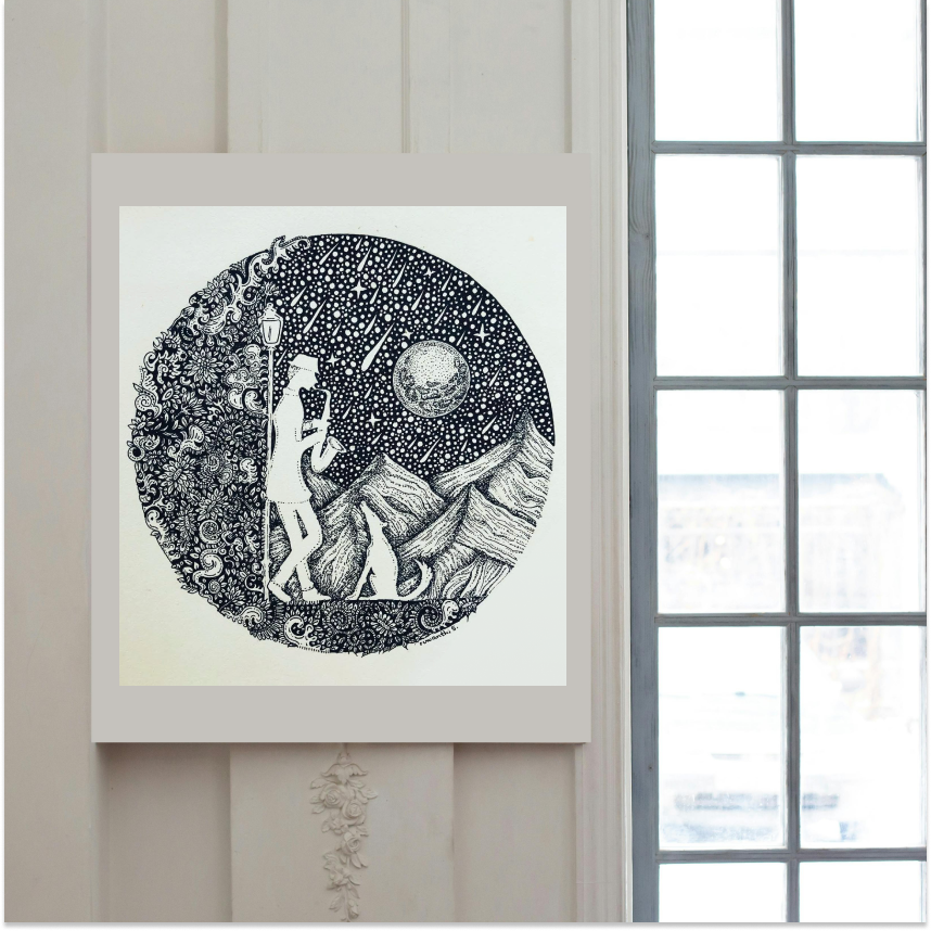 Original Hand Drawn "Silent Audience" - Highly detailed, A4 Size