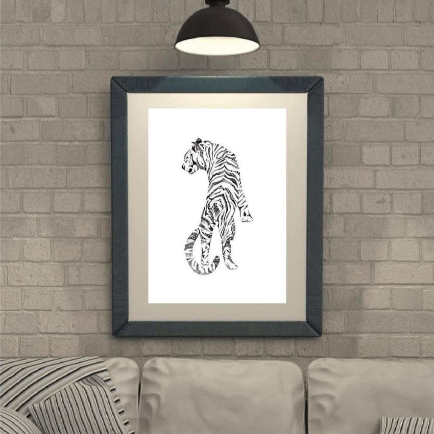 Original Hand Drawn "Tiger" - Highly detailed, A4 Size
