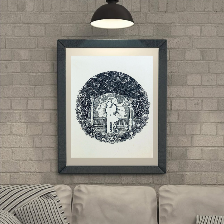 Original Hand Drawn "Romance" - Highly detailed, A4 Size
