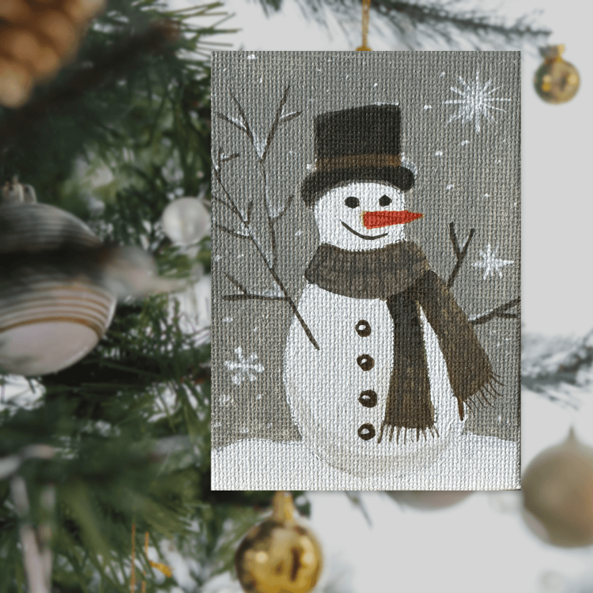 "Snow Man CT1" - Handcrafted Mini Canvas