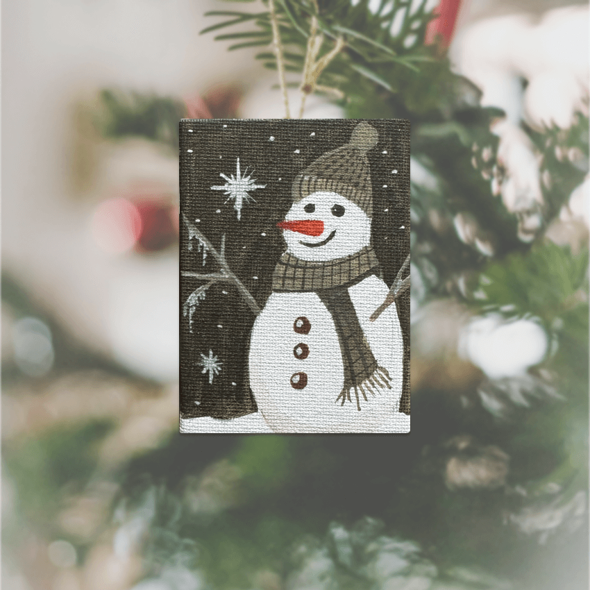 "Snow Man CT2" - Handcrafted Mini Canvas
