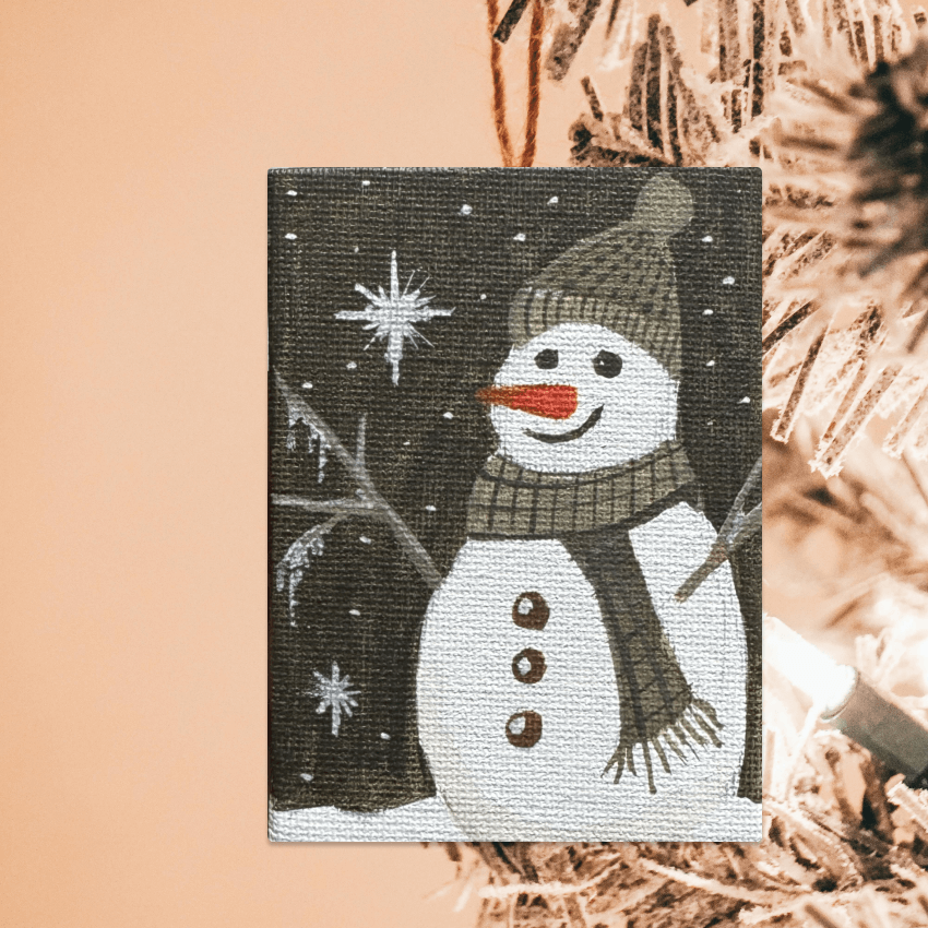 "Snow Man CT2" - Handcrafted Mini Canvas