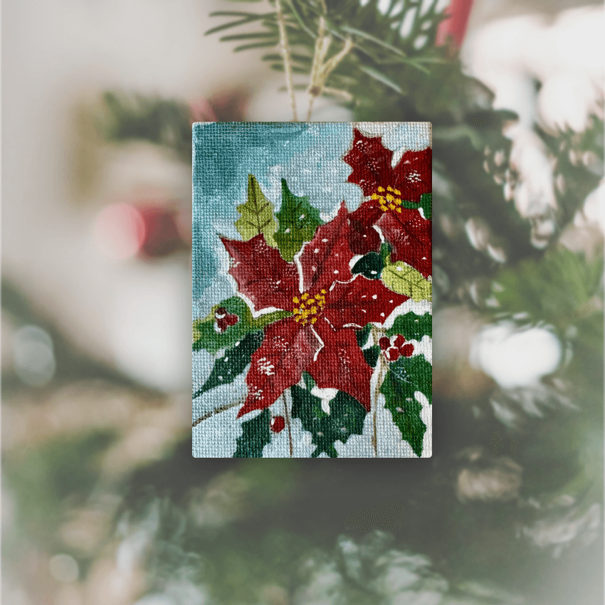 "Red Flower CT4" - Handcrafted Mini Canvas