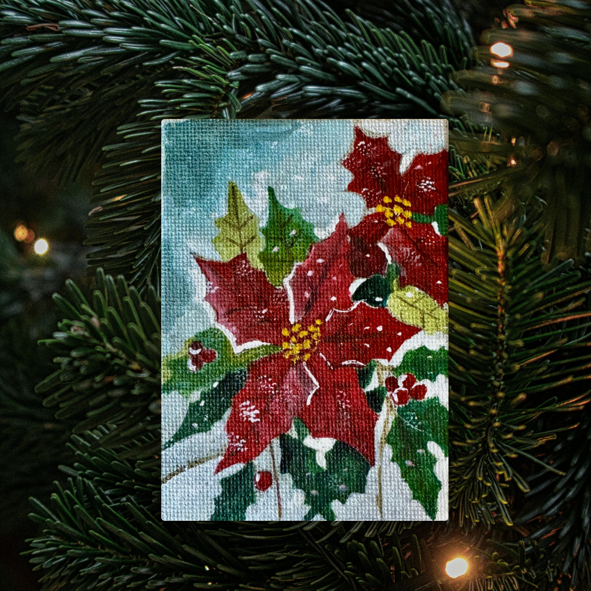 "Red Flower CT4" - Handcrafted Mini Canvas