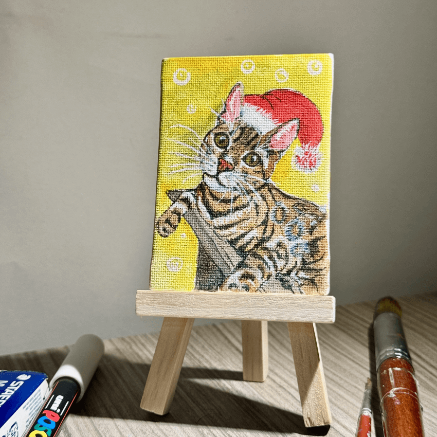 "Custom Cat Deco" - Handcrafted Mini Canvas CT30