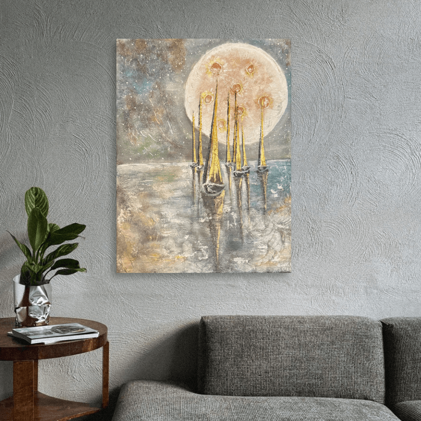 "Whispers Beneath the Moon" Original Canvas Textured Art