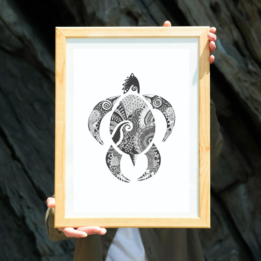 Hand Drawn Turtle Doodle Art Limited Edition Prints, A4 size