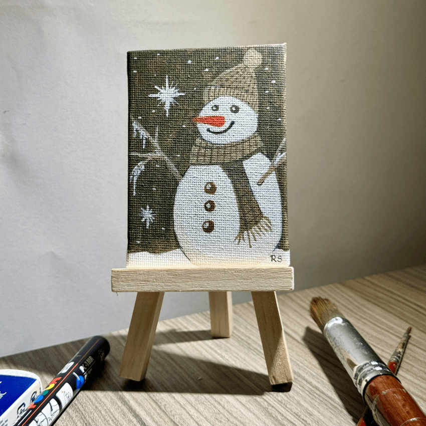 "Snow Man CT2" - Handcrafted Mini Canvas
