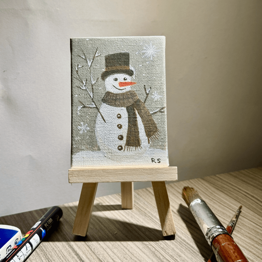"Snow Man CT1" - Handcrafted Mini Canvas